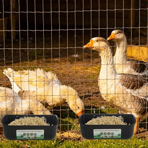 6 PCS Black Goat Feeder Hanging Pig Feeder with Clips 5 Quart Chicken Feeder Trough Poultry Feeder Hanging Goat Mineral Feeder Chicken Coop Feeder and Waters for Livestock, Pets, Poultry