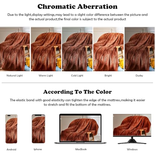 NEWCOSPLAY Fleece Leaves Pattern Throw Blanket, Coffee, 50"x60" - color: Coffee, size: Throw(50"x60")
