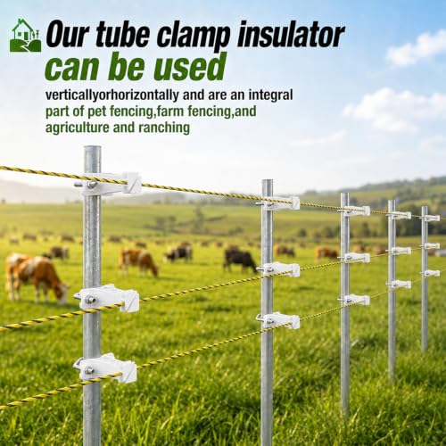 Tondiamo 24 Pcs Tube Post Insulator, Electric Chain Link Fence T Post Extender Insulators for Square Round Pipe Tubing Wire Vinyl Picket Fence (White) | Extender Insulators for Square Round Pipe Tubing Wire Vinyl Picket Fence - style: White