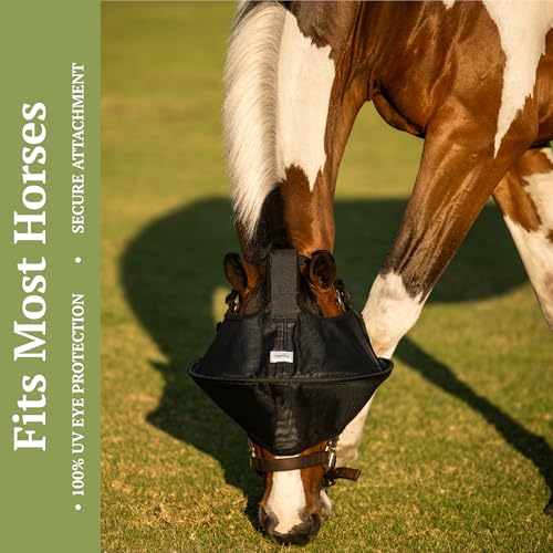 Horse Fly Mask Visor with UV Shield, Adjustable Fit for Riding
