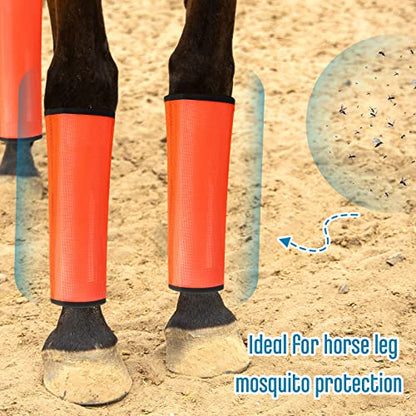 Jexine 8 Pcs Mesh Fly Boots for Horse - color: Orange, Blue