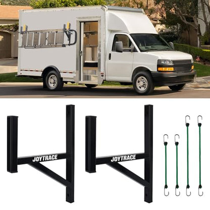 2 Rack Heavy Duty Side Mount Trailer Ladder Rack with Rubber Pads Bungee Cords 353 LBS Capacity Adjustable Steel Ladder Rack for Enclosed and Open Trailers - size: 2
