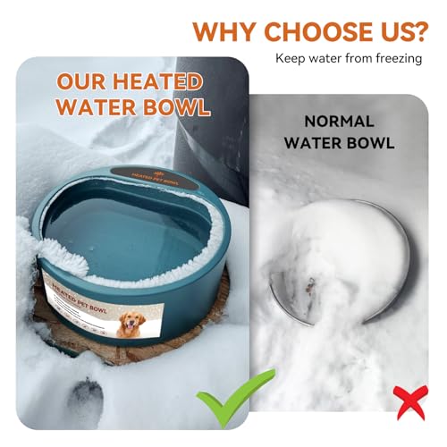 2.2L Heated Dog Bowl, Provides No Freeze Water, Pet Water Heater for Dogs/Cats/Chickens/Birds/Livestock, Green - color: Green