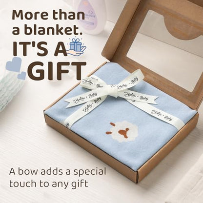 Luxe Merino Wool Cotton Baby Blanket Ultra-Soft, Temperature-Regulating Swaddle Blanket for Newborns, Receiving Blanket, and Nursery Throw 29.5" x 37.4", Machine Washable - color: Glacial Blue