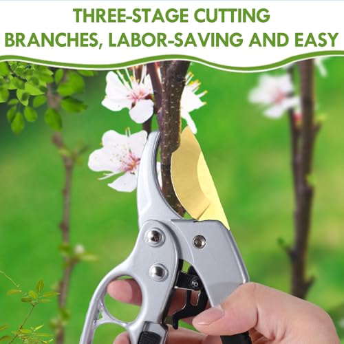 Garden Clippers, Premium Germany Titanium Pruners, 4x cutting power trimming, Pruning Shears, Cutting Rose, Flower, Hedge, Stem, Tree, Sharp Gardening Scissors, Arthritis Weak Hand Snips - style: Titanium -Black