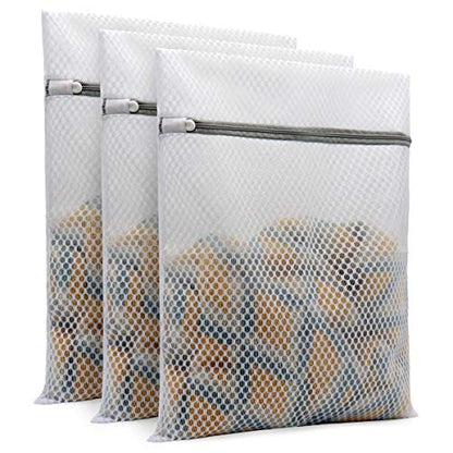 Muchfun 3Pcs Durable Honeycomb Mesh Laundry Bags for Delicates 12x16 Inches