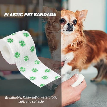 6 Rolls Vet Wrap Tape Bulk 1 Inch, Self Adhesive Bandage Wrap | Waterproof Grip Tape for Horses Dogs Cats Pets,who was injure/Have Wounds(Love, Horse, Leopard Print, cat Cartoon pattern)