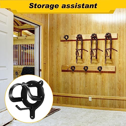 Silkfly 36 Counts Horse Bridle Hooks for Tack Room Black Bridle Racks Metal Horse Tack Storage Halter Hangers Bracket Holder with Tubes and Screws Horses Barn Supplies