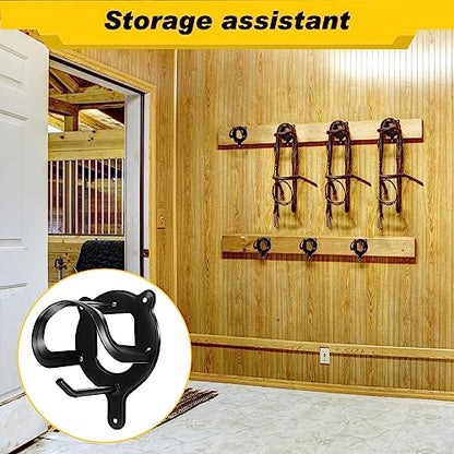 Silkfly 36 Counts Horse Bridle Hooks for Tack Room Black Bridle Racks Metal Horse Tack Storage Halter Hangers Bracket Holder with Tubes and Screws Horses Barn Supplies
