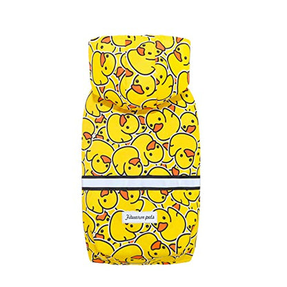 Fitwarm Funny Duck Dog Raincoat with Hood, Waterproof Rain Jacket for Small Dogs Boy Girl, Reflective Pet Poncho, Packable, Adjustable, Yellow, Small - color: Yellow, size: Small