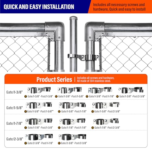 Heavy Duty Stainless Steel 2-3/8" x 1-7/8" Chain Link Fence Gate Fork Latch with Hole for Padlock（Fit 2 3/8" Gate Frame） 1Pack - size: 2-3/8''x1-7/8''-1P