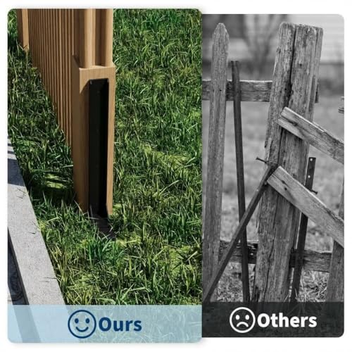6 PC Fence Post Repair Kit-Leaning Fence Fixer for Broken 4x4/6x6 Wood Posts with 11-Gauge Steel Anchor Stakes Support, Easy Installation, Weather Resistant Black Powder Coated