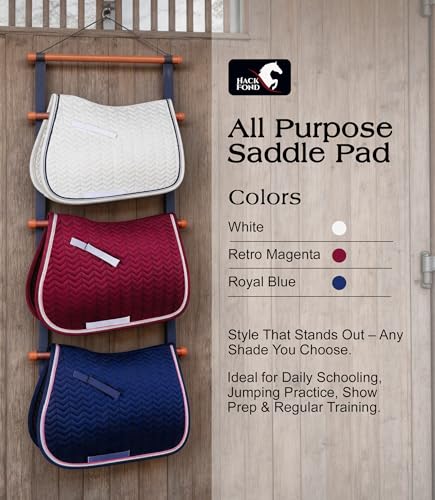 All Purpose Saddle Pad for Horses Wither Relief English Saddle Pad | Contoured Wither Relief w/ Cushioned Padding, Secure Girth Loops & Two-Tone Trim, Ideal for Training, English Riding&Jumping - color: Retro Magenta