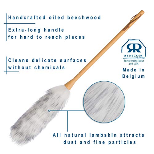REDECKER Lambswool Duster, Natural Magnet for Dust and Fine Particles, Cleans Without Scratching, 29-1/2 inches - Lambs Wool Dusters for Cleaning - Lambs Wool Duster, Made in Belgium Reusable Duster - size: 29-1/2-Inches