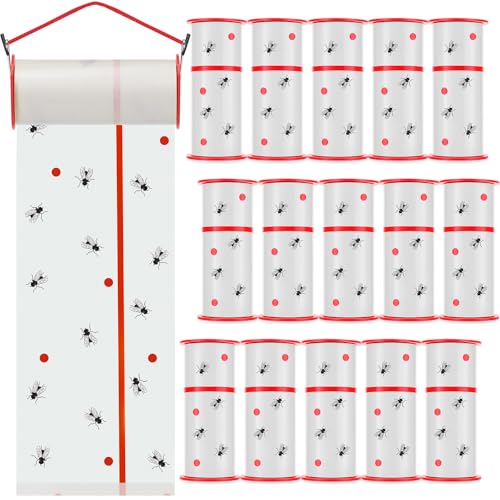 15 Rolls Sticky Fly Trap 30 ft Each, White - color: White