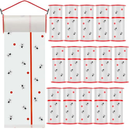 15 Rolls Sticky Fly Trap 30 ft Each, White - color: White