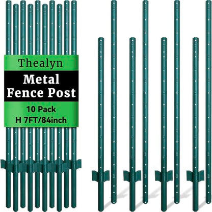Thealyn Metal 10Pack 7FT Fence Posts for Wire Fencing Heavy Duty U Post - size: 7 Feet (Requires Assembly)