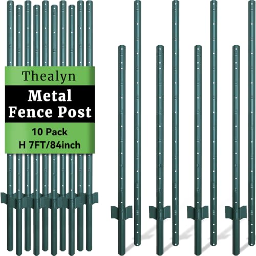 Thealyn Metal 10Pack 7FT Fence Posts for Wire Fencing Heavy Duty U Post - size: 7 Feet (Requires Assembly)