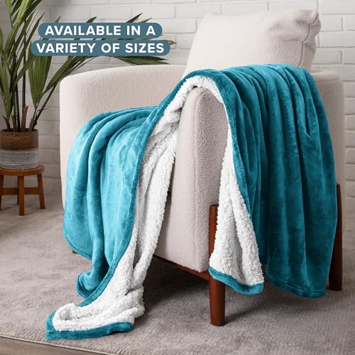 Bare Home Sherpa Fleece Blanket (Twin/Twin XL, Caribbean Sea) | Reversible Blanket for Bed, Sofa, and Couch, Warm & Lightweight, Fluffy & Soft - color: 16 - Caribbean Sea, size: Twin/Twin XL