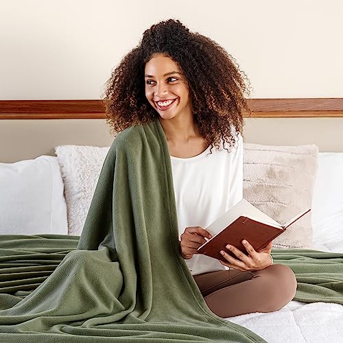 Berkshire Blanket Microfleece King Size Bed Blanket Dark Sage Green, Lightweight Soft Breathable Plush Micro Fleece Blanket for Bed Couch Sofa, 90x108 Inches - color: Dark Sage Green, size: King/Cal King