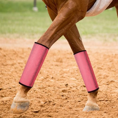 Jexine 8 Pcs Mesh Fly Boots for Horse - color: Pink, Dark Blue