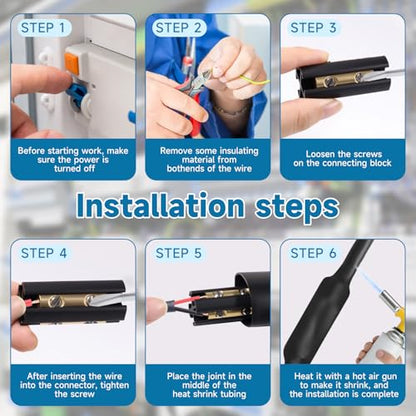 Underground Wire Splice Kit Suit for 14/3 to 8/3 Direct Burial UF Electrical Cable - 600V Max with Heat Shrink Tube and Connector, 5 Set