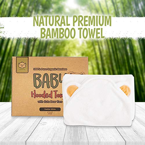KeaBabies Baby Hair Brush and Baby Comb Set and KeaBabies Baby Hooded Towel - Wooden Baby Brush with Soft Goat Bristle, Bamboo Viscose Baby Towel