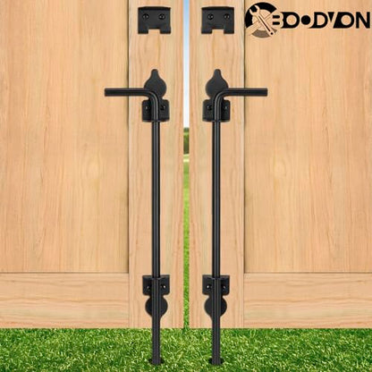 18 Inch Cane Bolt Gate Drop Rod Heavy Duty Gate Hardware, Gate Ground Latch for Wooden Fences, Metal Gates Doors Stopper for Gate Ground, Wrought Iron Gate Latches, Black Finish(1 Pack) - size: 18 Inch