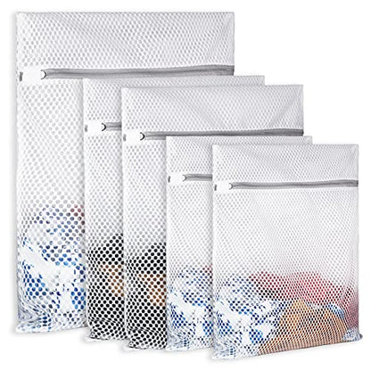 5Pcs Durable Honeycomb Mesh Laundry Bags for Delicates,Travel Organization Bag for Clothes,Jeans,Bath Towels,Bed Sheets (1X-Large 20 x 24 Inches,2 Large 16 x 20 Inches, 2 Medium 12 x 16 Inches) - size: Set of 5 (1 X-Large + 2 Large + 2 Medium)