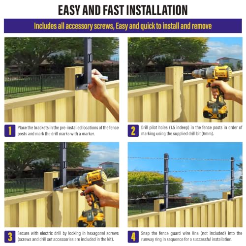 Hulave 8-Pack Fence Post Extender, High 23" Fence Barbed Wire Extend Arm, Used to add Height to Wood Fences for Privacy and to Prevent Animals from Jumping Away and Breaking in (Matte-Black) - size: Heigh-23in