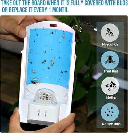 OSVDO Blue UV Light Flying Insect Trap, Plug-in Bug Catcher with 4 Refills | Indoor Fly Trap for 100+ Days, Fly Catcher for Flies, Fruit Flies, Gnats, Moths, Silent for Home, Kitchen - size: 1 Device & 4 Refills