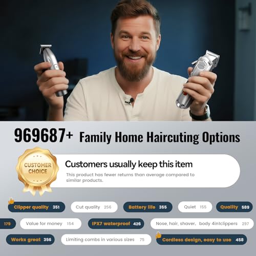 Jack & Rose Hair Clippers for Men Set Professional, Cordless Men Hair Trimmer, Electric Shavers, Barber kit, 4 in 1,LED Display, for Nose, Body, Bald Head | Barber kit, 4 in 1,LED Display, for Nose, Body, Bald Head