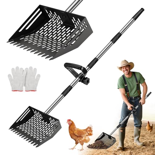 64.5 Inch Chicken Poop Scooper & Rake,for Chicken Pooper Small Farm Animal