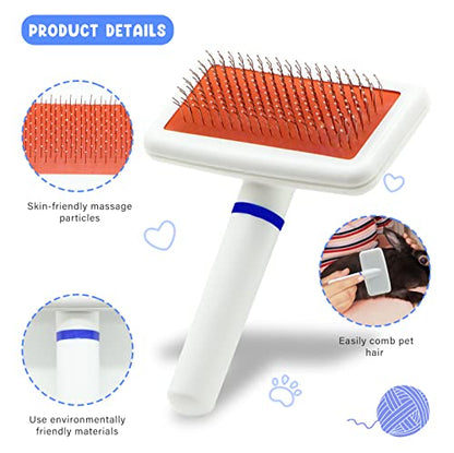 Pet Grooming Kit with Slicker Brush Bath Massage Glove Brush Pet Shedding Comb Nail Clipper Trimmer 6 Piece Set for Rabbit Kitten Guinea Pig Cat Chinchilla Ferret Small Animals - color: Blue
