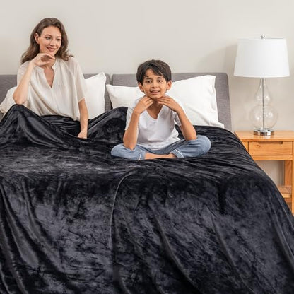 Berkshire Blanket VelvetLoft Big Oversized King Family Blanket, All Season Mid-Weight Ultra Silky and Fuzzy, Seamless Extra Large(Black, 120x120 Inches) - color: Black, size: Oversized King