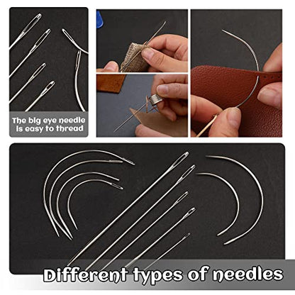 BUTUZE Upholstery Repair Kit, Leather Sewing Kit, Sewing Waxed Thread - size: 37 Pcs