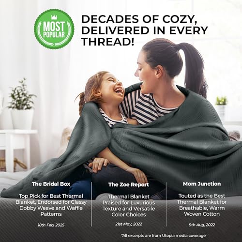 Utopia Bedding Smoke Gray 100% Cotton Blanket [Twin Size - 90x72 Inch] Lightweight, Soft and Breathable Thermal Blanket for All Seasons (Pack of 10) - color: Smoke Gray, size: Twin (Pack of 10)