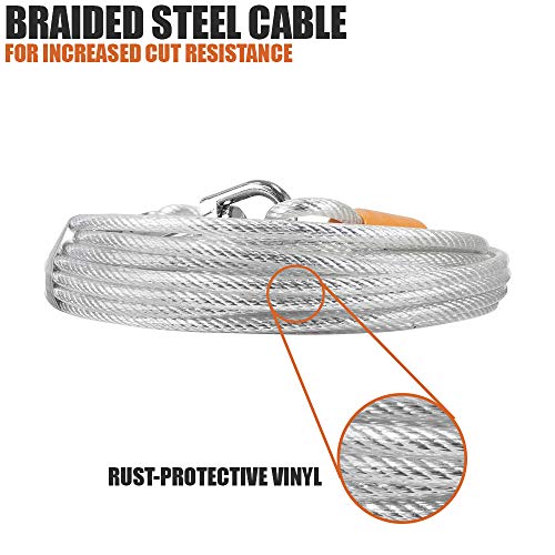 BV Dog Tie Out Cable 25 Feet - Heavy Duty Dog Lead up to 90 Pounds - Reflective & Rust-Free with Quick Release Swivel Clips & 360° Rotating Clasp - Tangle-Free Dogs Runner for Yard (Silver, Single) - color: 90lbs/ 25ft/ Silver, style: Single