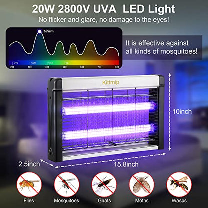 2 Pack 20W Indoor Bug Zapper with 2800V Grid (4 Bulbs) | Fly zapper Indoor, Double-Sided UV, 20W 2800V Electric Grid for Home, Kitchen, Bedroom, Living Room, Office, Garage, Barn