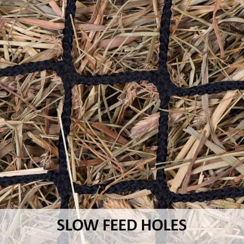 Schneiders Easy-Open Knotless 1.25" Slow Feed Hay Net for Horses | Top Rim Stays Open Filling | Gentle Poly Netting | Holds 2 to 4 Flakes of Hay - size: 2 Flakes