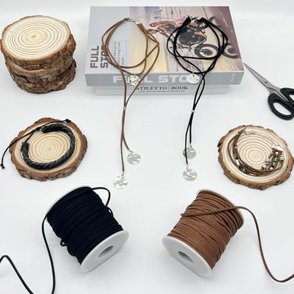 LUSTEMBER Leather String, Faux Leather Cord, Flat Suede Leather Lace for Necklaces, Bracelets, Jewelry Making, Tassels, Dream Catchers and Art Crafts - size: Brown