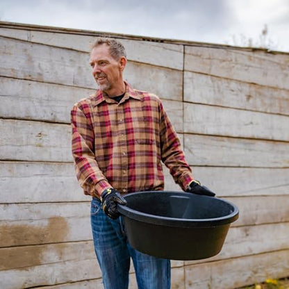 Red Barn 15 Gallon Rubber Feed Pan – Extra Large Flexible Livestock Feed & Water Tub for Horses & Cattle – Heavy Duty Rubber Farm Utility Pan - size: 15 Gallon