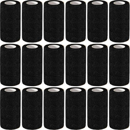 AZEN 18 Pack Self Adhesive Bandage Wrap, 4" X 5 Yards Elastic Cohesive Bandage Wrap, Black Athletic Tape, Tattoo Grip Tape Wrap, Vet Wrap, Ankle Tape - color: Black, size: 4IN - 18Pack
