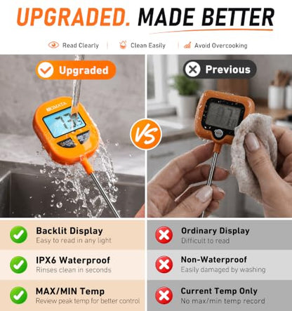BOMATA Digital Meat & Candy Thermometer 2 Pack, Include 10" & 5" Probes - size: 2-Pack (5" + 10")