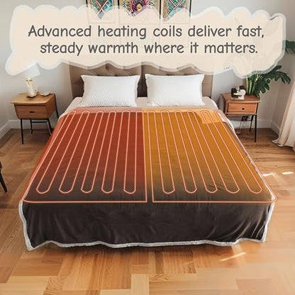 Soypipo Electric Heated Blanket 72"x84", 9 Heat Settings 10-Hour Auto-Off - color: 10-dark Brown, size: Full 72"x84"