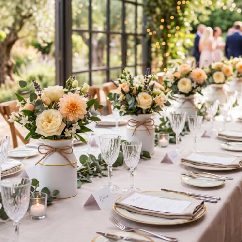 Domensi 6 Pcs Farmhouse Metal Flower Vase, White and Gold - color: White and Gold