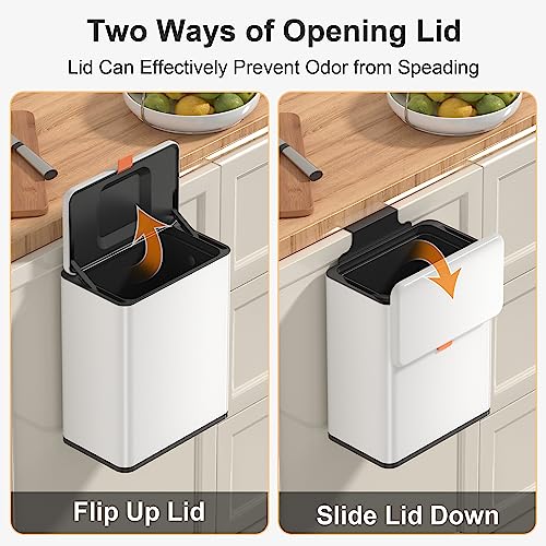 Mbillion 2.1 Gal White Hanging Stainless Steel Compost Bin - color: White, size: 2.1 Gal