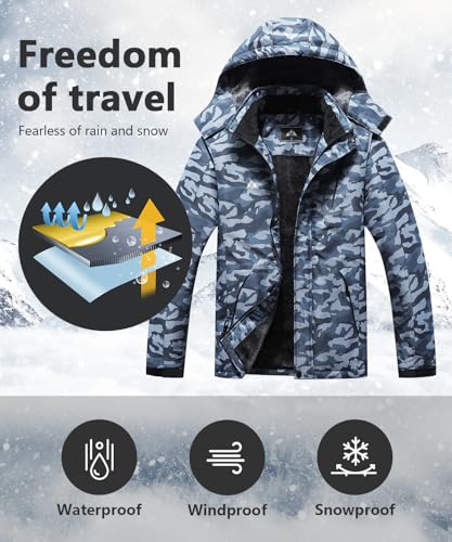 Men's Mountain Winter Coat - color: Dark Blue Camo, size: XX-Large