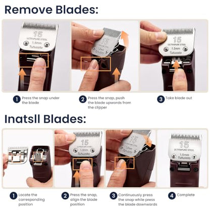 Clipper Blades Pet Grooming Clipper Replacement Blades Detachable Blade Compatible with andis/wahl/Oster Dog Clippers (15#) - color: 15#