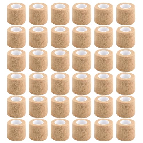 36 PCS Self Adhesive Bandage Wrap 2" X 5 Yards Elastic Cohesive Bandage Wrap Bandage Wrap Rolls Elastic Self-Adherent Tape for Stretch Athletic, Sports, Wrist, Ankle (Skin - color: Skin